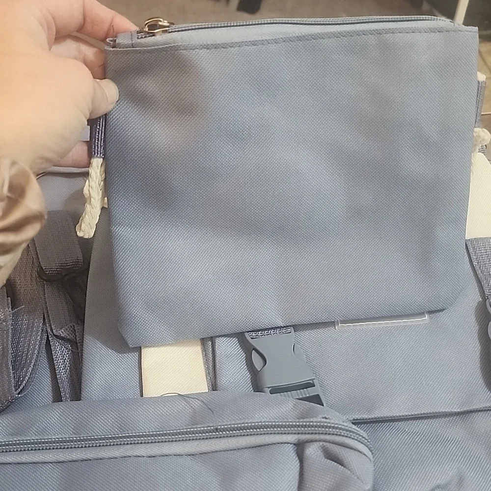 FIRM PRICE NWT Aesthetic Kawaii Blue 5-Pc Backpack Set with Pins & Bear Charm